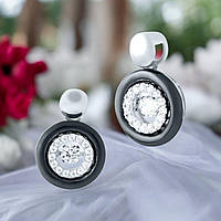 Жіноча срібна підвіска з керамікою та кубічним цирконієм Італія розмір 20х15 мм.