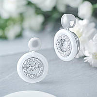 Жіноча срібна підвіска з керамікою та кубічним цирконієм Італія розмір 20х15 мм.