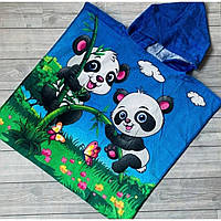 Пляжний дитячий рушник-пончо з капюшоном (Панда)
