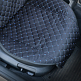 Накидки на сидіння з Алькантари PREMIUM Чорні — синя нитка — повний комплект ОРІГІНАЛ ПОЛЬША, фото 4