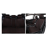 Накидки на сидіння з Алькантари PREMIUM Чорні — червона нитка — повний комплект широкі ПОЛЬША, фото 2