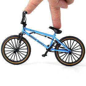 Велосипед пальчиковий Фінгербайк BMX металевий Fingerbike Гумові колеса 1:8 Розмір 18 см Блакитний