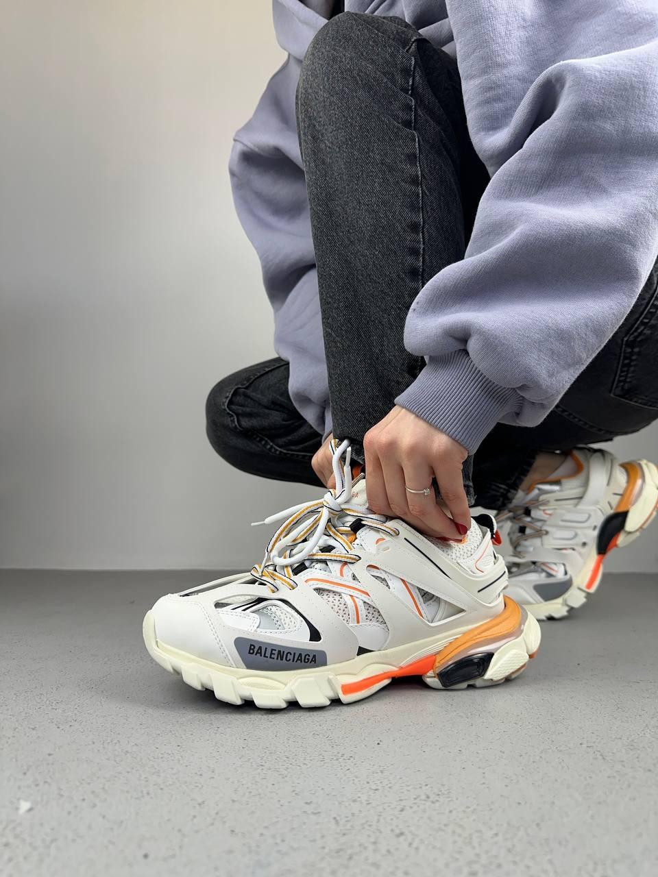 Кросівки чоловічі білі Balenciaga Track Silver Orange (03387)