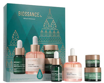Набір Biossance Miracle Moisture (рожева олія, крем для обличчя, крем для шкіри навколо очей, пептидна сироватка)