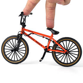 Велосипед пальчиковий Фінгербайк BMX металевий Fingerbike Гумові колеса 1:8 Розмір 18 см Помаранчевий
