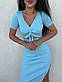 Облягаюча сукн міді із зав'язкою на грудях і вирізом із короткими рукавами (р. 42-48) 9PL5740, фото 3