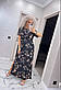Довге плаття у квітковий принт з поясом на талії та коротким рукавом (р. 42-54) 7PL5750, фото 2