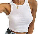 Жіночий кроп топ із трикотажу рубчик без рукавів (р. 42-46) 31ma1257, фото 3