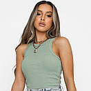 Жіночий кроп топ із трикотажу рубчик без рукавів (р. 42-46) 31ma1257, фото 8