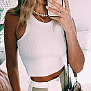 Жіночий кроп топ із трикотажу рубчик без рукавів (р. 42-46) 31ma1257, фото 9