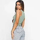 Жіночий кроп топ із трикотажу рубчик без рукавів (р. 42-46) 31ma1257, фото 10