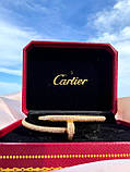 Браслет Cartier цвях позолота з цирконієм в брендовому пакуванні / Красива подарункова упаковка - коробочка з оксамитом та пакет, фото 9