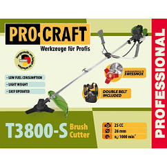 Бензокоса ProCraft T3800S (Розбірна штанга, 2 ножі + 1 котушка з волосінню)
