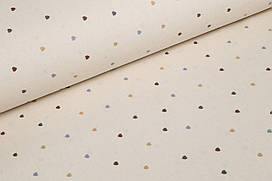 Ранфорс 240 см Дрібні сердечка на бежевому (залишок 1.30 мп)