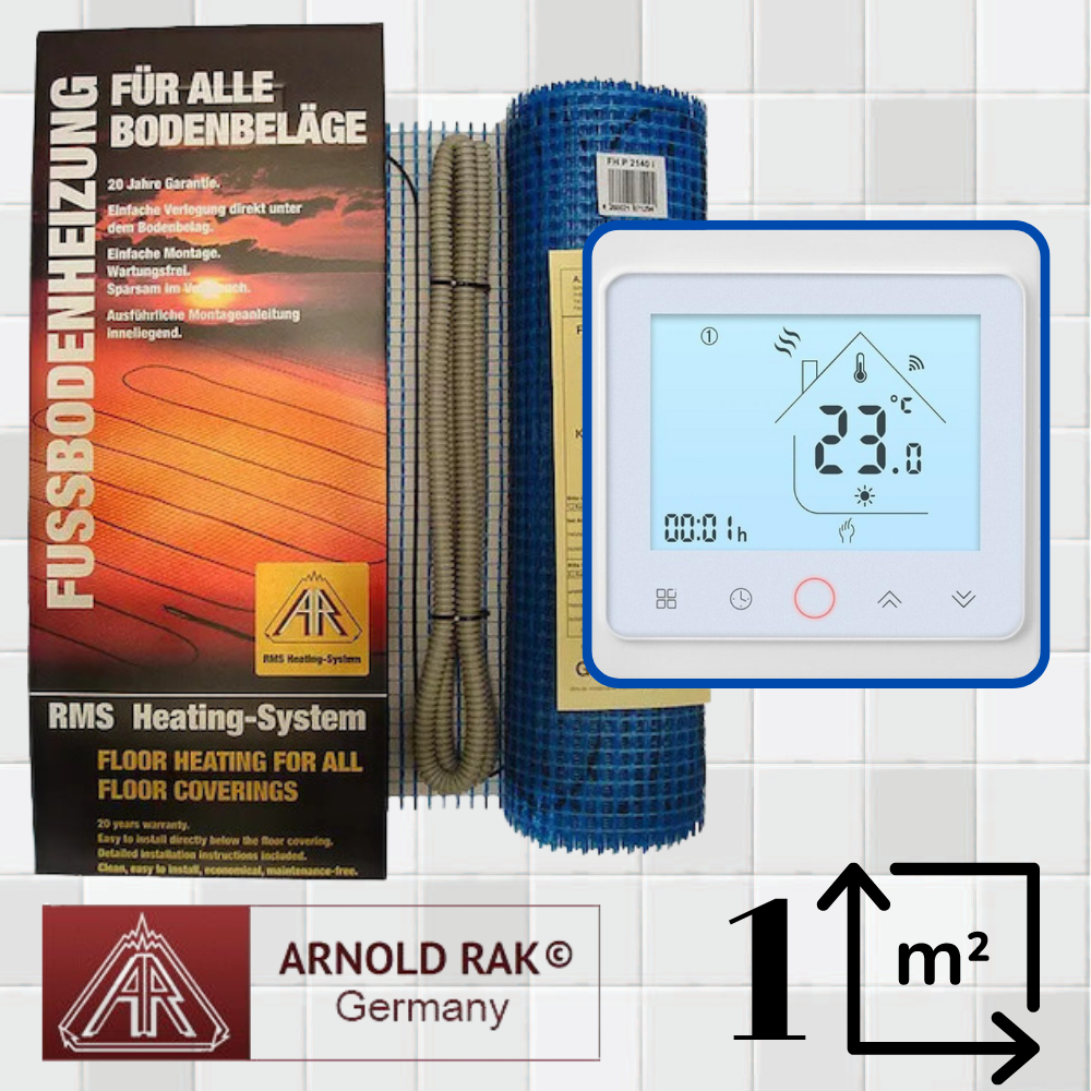 Нагрівальний мат для теплої підлоги Arnold Rak FH-EC 180 (1 м.кв.) + програмований WiFi терморегулятор PWT-002, фото 1