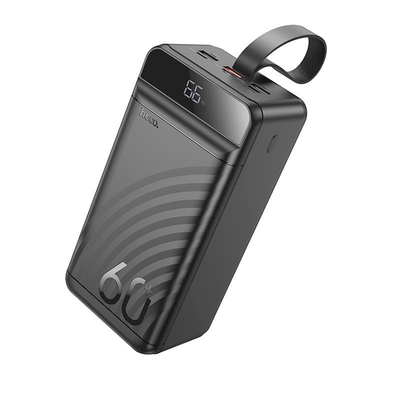 УМБ Powerbank Hoco J123C 60000mAh з ліхтариком і швидкою зарядкою PD/QC, 22.5W чорний
