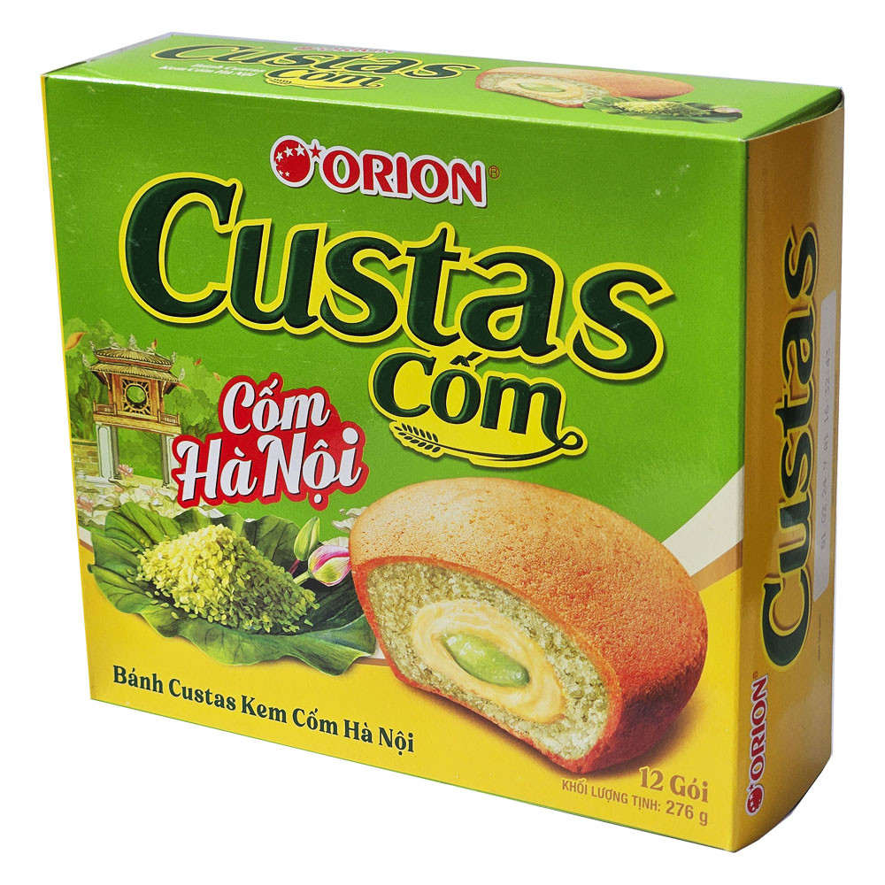 Кекс бесквіт із кремом зеленого рису ORION  Custas Com 12штук по 23 грами 276гр. В'єтнам