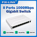 8-портів мережевий комутатор. PIX-LINK GS08 Gigabit Network Ethernet Switch 8 Port 100/1000Mbps, фото 3