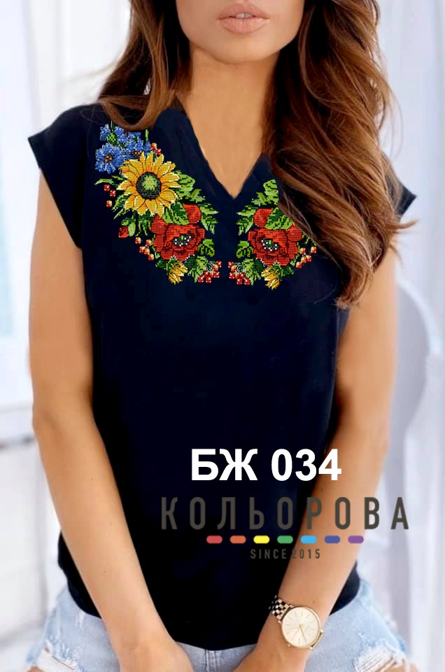Блузка жіноча без рукавів БЖ-034. Заготовка під вишивку