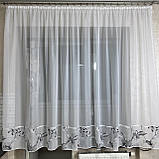 Коротка тюль. Готова коротка тюль. Коротка тюль із сірим малюнком, фото 3