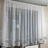 Коротка тюль. Готова коротка тюль. Коротка тюль із сірим малюнком, фото 2