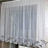 Коротка тюль. Готова коротка тюль. Коротка тюль із сірим малюнком, фото 4