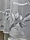 Коротка тюль. Готова коротка тюль. Коротка тюль із сірим малюнком, фото 5
