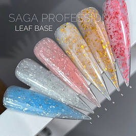 Каучукова база для гель лаку з поталлю Saga Leaf Base 9 мл