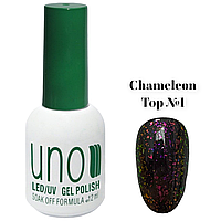 Топове покриття UNO Chameleon Top (з пластівцями Єдиноріг) для гель лаку без липкого шару, 12 мл, №1