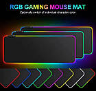 Килимок для комп'ютерної миші та клавіатури з RGB підсвічуванням 80х30 см Чорний килимок для миші з підсвічуванням, фото 6