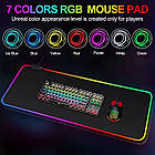 Килимок для комп'ютерної миші та клавіатури з RGB підсвічуванням 80х30 см Чорний килимок для миші з підсвічуванням, фото 9