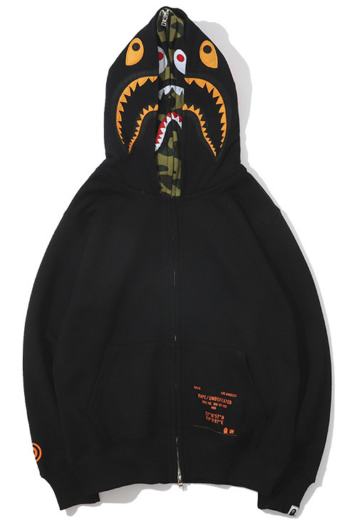 Толстовка Bape A Bathing Ape Shark Black Camo Full Zip Mens Hoodie