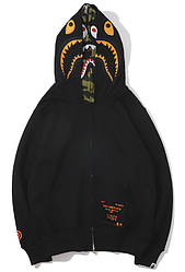 Толстовка Bape A Bathing Ape Shark Black Camo Full Zip Mens Hoodie