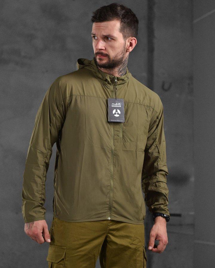 Чоловіча ультралегка Вітровка Tactical Series / Водонепроникна Куртка з капюшоном мультикам олива ВТ9527