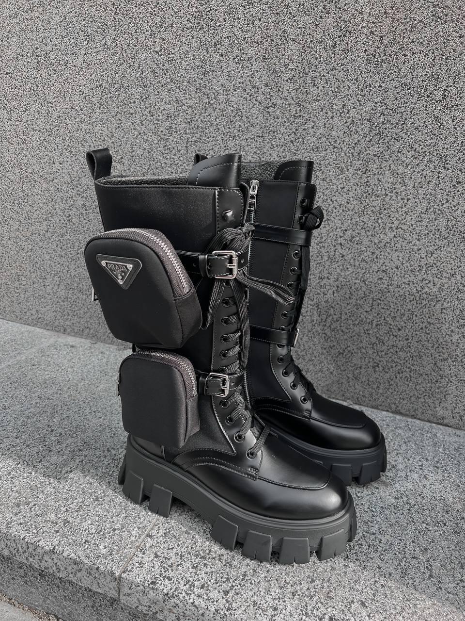Черевики жіночі чорні Prada Boots Zip Pocket (05003)