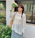 В'язаний ажурний светр туніка жіночий, фото 2