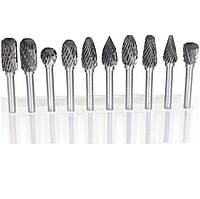 Набір бор фрез для металу, 10 шт. 1/8 3 мм. Куля Dremel, карбід вольфраму CW-101