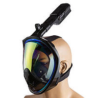 Маска для плавання повнолицева - Дзеркальна - M2068/LG12 - розмір L/XL - Чорна
