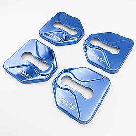 Накладка на дверний замок з емблемою SUBARU (Субару) Комплект 4 шт Сині