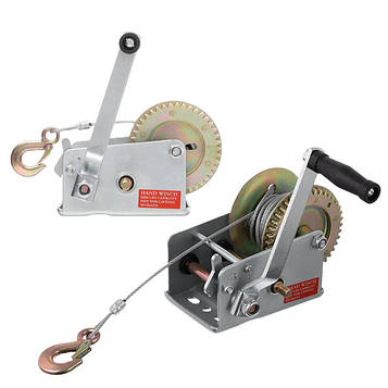 Лебідка важільна барабанна, сталевий трос, тягове зусилля 900 кг INTERTOOL GT1455