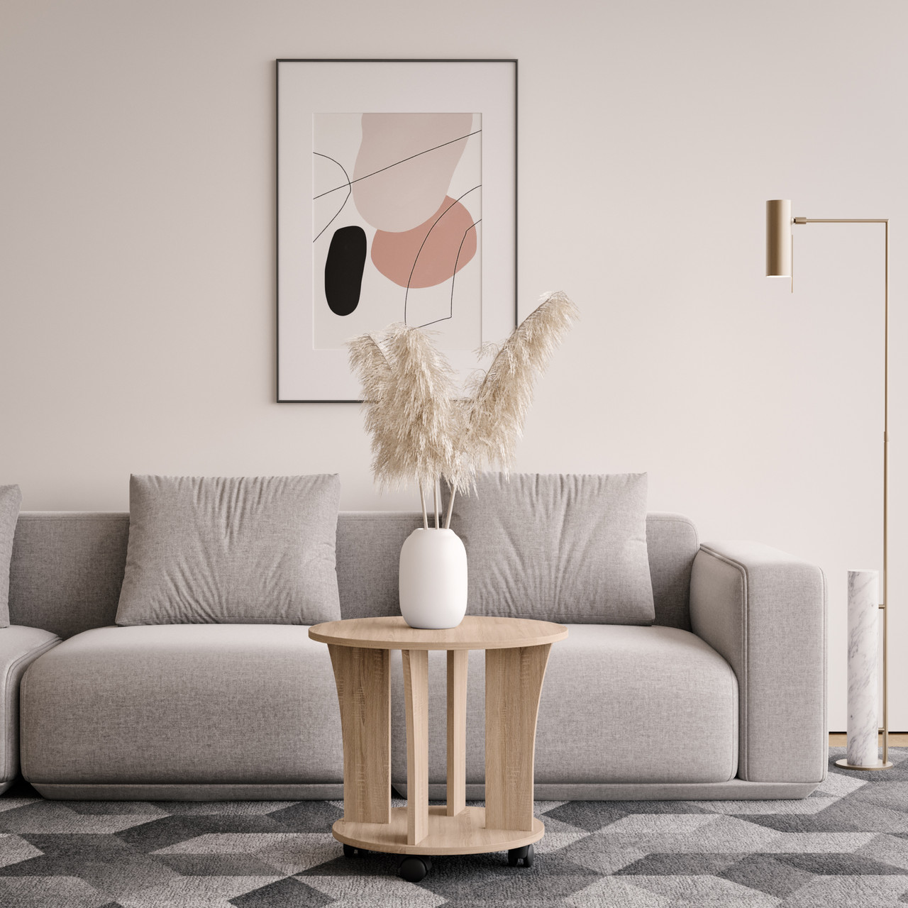 Журнальний столик на колесиках 550х500 Дуб Сонома, фото 1