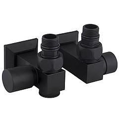 Набір Кран вентильний кутовий з американкою SOLOMON LUX 1/2″CUBE BLACK 8888_ТЕН (1уп) (000028372)
