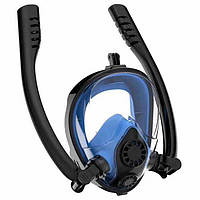 Маска для плавання повнолицева на 2 трубки HJKB-2 - Синя
