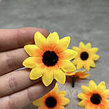 Бутон квітки (голівка) "Соняшник", 4 см, жовтий, поштучно, Жовтий, фото 4