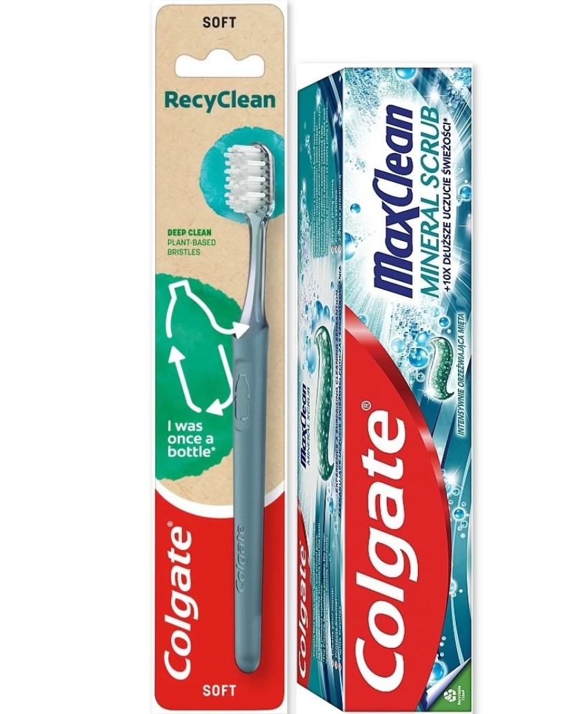 Набір Colgate Зубна паста Max Clean "Mineral Scrub" 75мл + Щітка Recy Clean