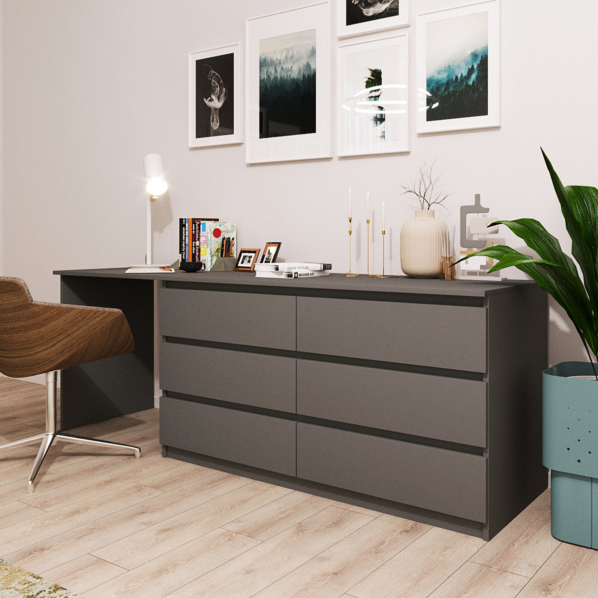 Стіл з комодом робочий для навчання Гермес Антрацит, фото 1