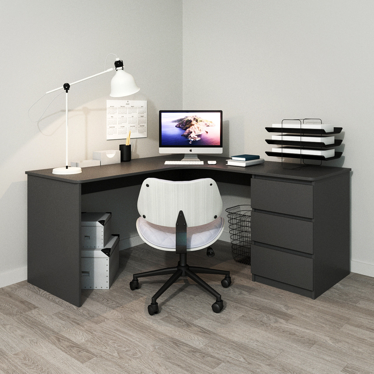 Cтіл письмовий кутовий Сапфір Modern Антрацит з блоком шухляд, фото 1