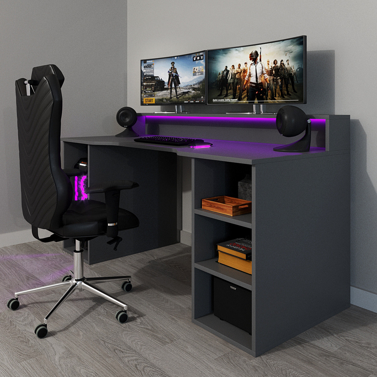 Комп'ютерний стіл+ подарунки , геймерський з надставкою Маршал Антрацит, фото 1