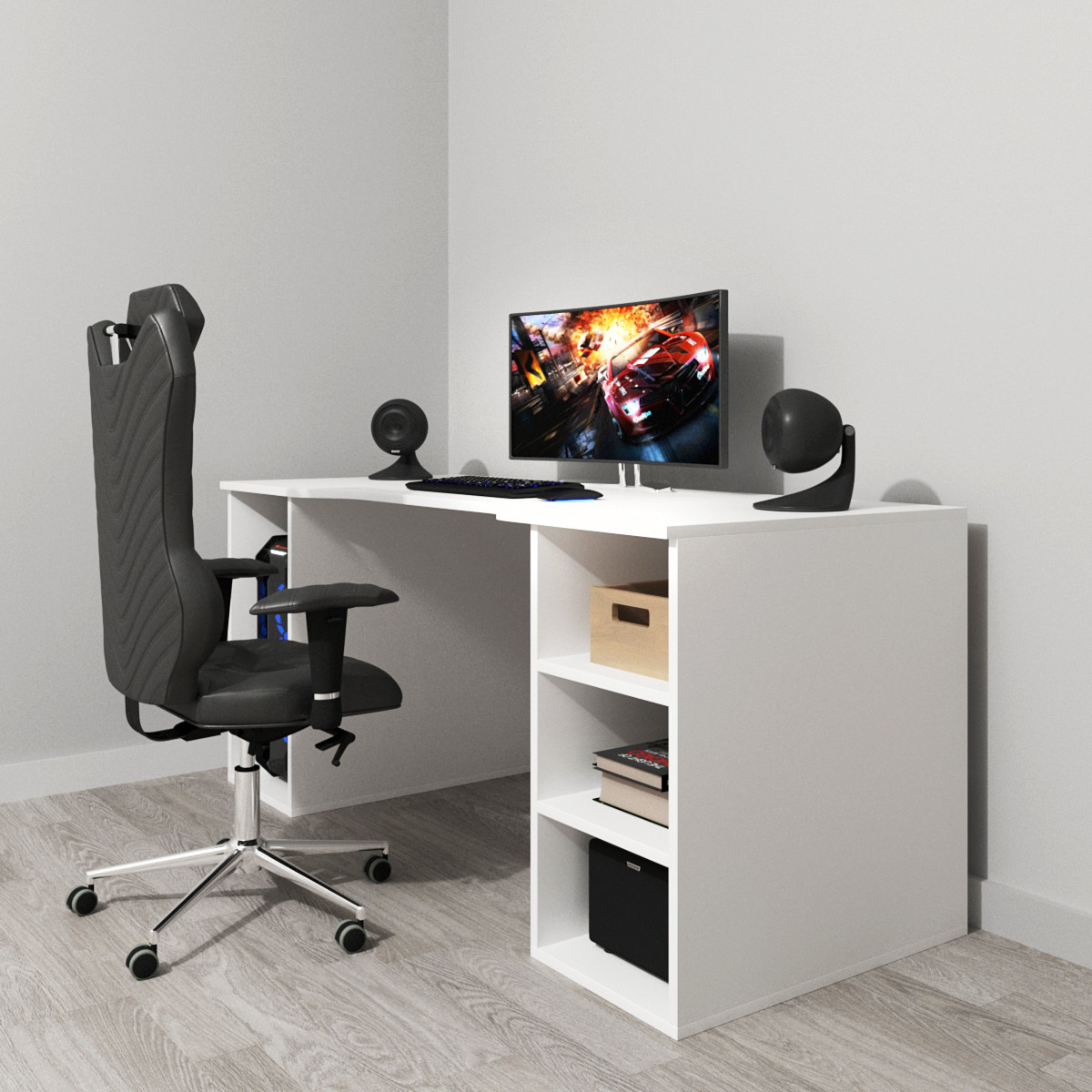 Стіл ігровий комп'ютерний Роблокс Білий + подарунок, фото 1