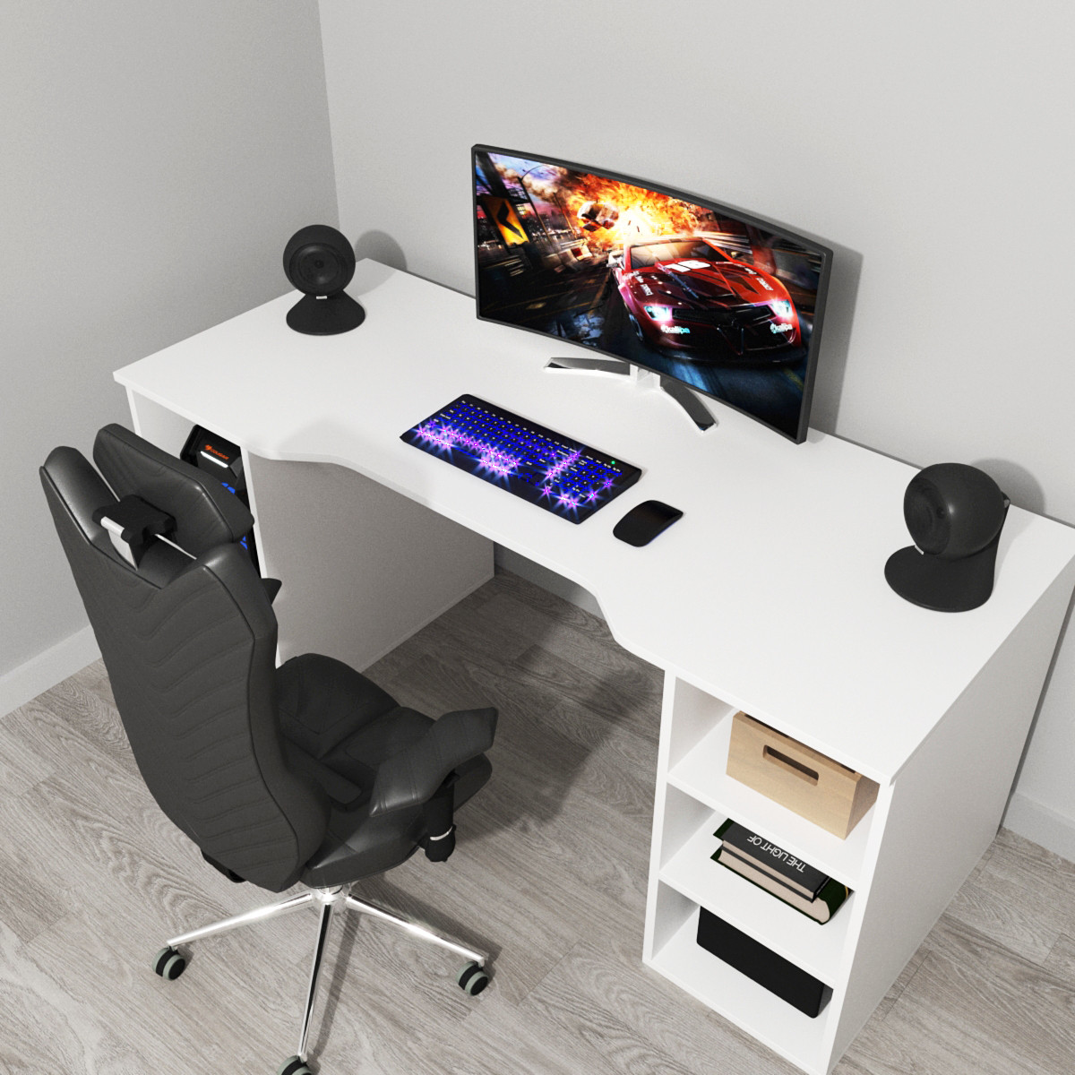 Стіл ігровий комп'ютерний Роблокс Білий + подарунок, фото 1